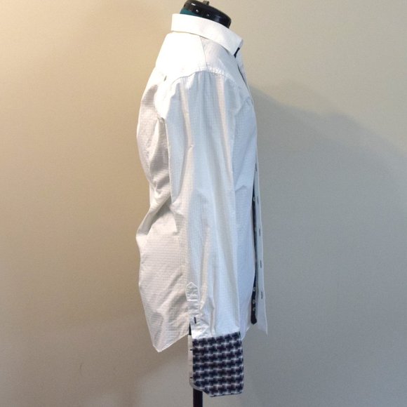 Men's Antonio Valente Crossover Trim Fit White Cotton Dress Shirt - Picture 3 of 9